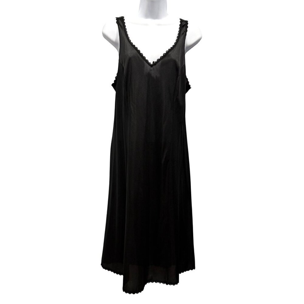 VTG Warner's Perfect Measure Black Satin Full‎ Slip Style 55400 USA Womens 36